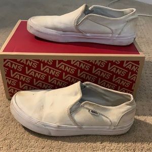 White slip on vans